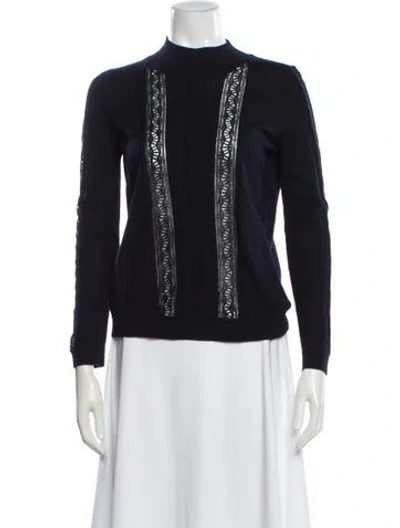 Pre-owned La Maille Sezane Merino Wool Mock Neck Sweater In Blue