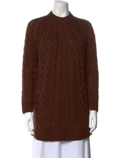 Pre-owned La Maille Sezane Merino Wool Mock Neck Sweater In Brown