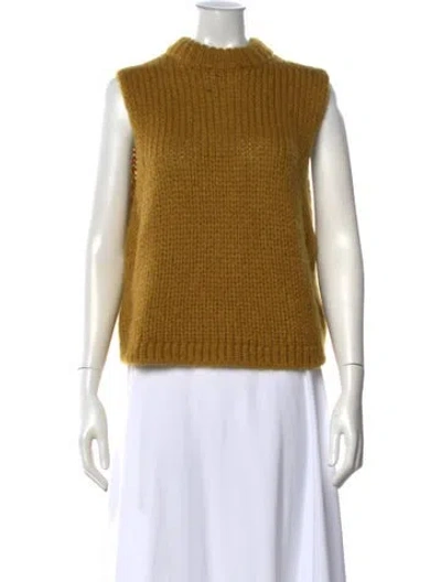 Pre-owned La Maille Sezane Merino Wool Mock Neck Sweater In Green