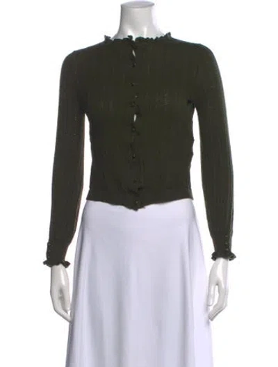 Pre-owned La Maille Sezane Merino Wool Mock Neck Sweater In Green