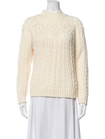 Pre-owned La Maille Sezane Merino Wool Mock Neck Sweater In Neutral