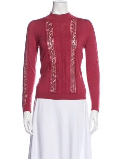 Pre-owned La Maille Sezane Merino Wool Mock Neck Sweater In Pink