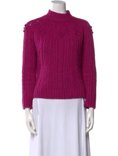 Pre-owned La Maille Sezane Merino Wool Mock Neck Sweater In Purple