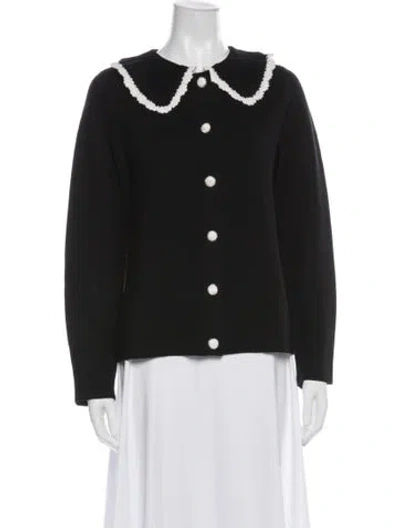 Pre-owned La Maille Sezane Merino Wool Open Front Sweater In Black