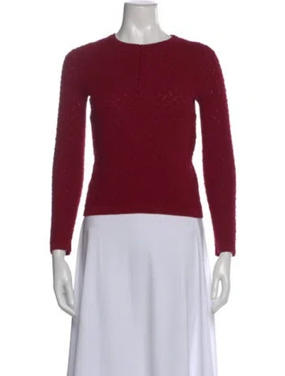 Pre-owned La Maille Sezane Merino Wool Patterned Sweater In Burgundy