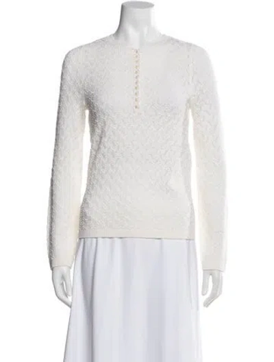 Pre-owned La Maille Sezane Merino Wool Patterned Top In White