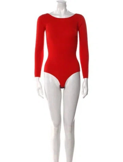 Pre-owned La Maille Sezane Merino Wool Scoop Neck Bodysuit In Red