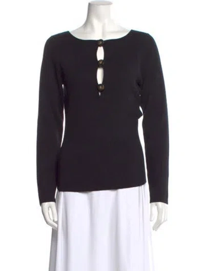 Pre-owned La Maille Sezane Merino Wool Scoop Neck Sweater In Black