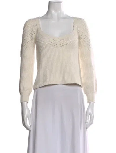 Pre-owned La Maille Sezane Merino Wool Square Neckline Sweater In Neutral