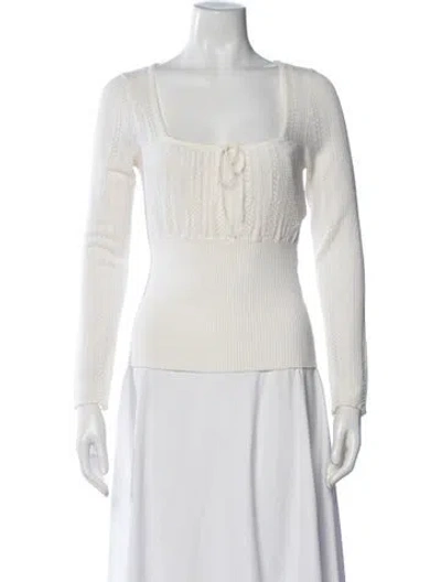 Pre-owned La Maille Sezane Merino Wool Square Neckline Sweater W/ Tags In White