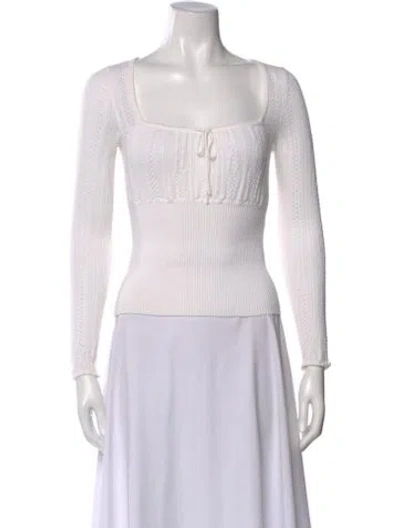 Pre-owned La Maille Sezane Merino Wool Square Neckline Top In White