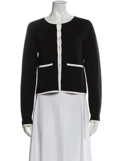 Pre-owned La Maille Sezane Merino Wool Striped Sweater In Black
