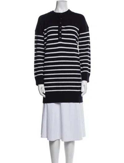 Pre-owned La Maille Sezane Merino Wool Striped Sweater In Blue