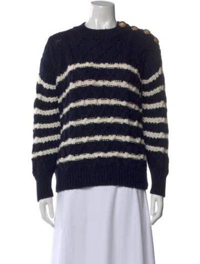 Pre-owned La Maille Sezane Merino Wool Striped Sweater In Blue