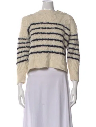 Pre-owned La Maille Sezane Merino Wool Striped Sweater In Neutral