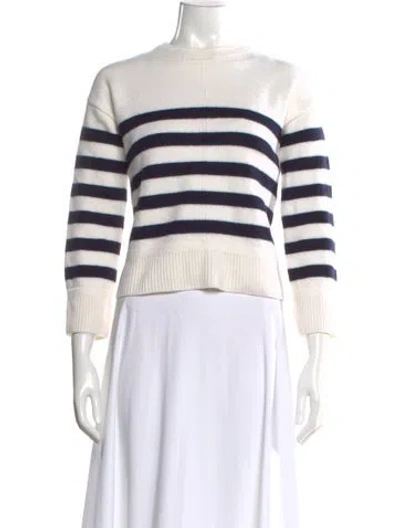 Pre-owned La Maille Sezane Merino Wool Striped Sweater In White