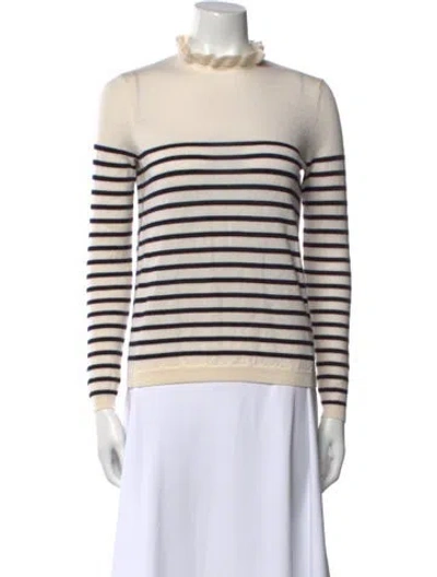Pre-owned La Maille Sezane Merino Wool Striped Sweatshirt In Neutral