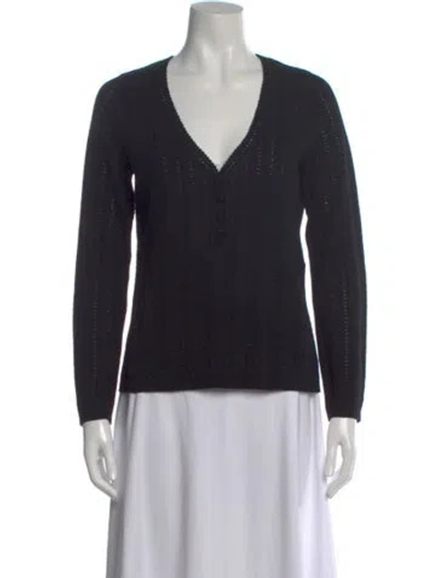 Pre-owned La Maille Sezane Merino Wool V-neck Sweater In Black