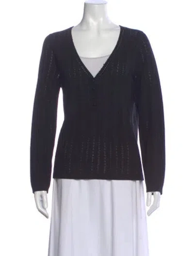 Pre-owned La Maille Sezane Merino Wool V-neck Sweater In Blue