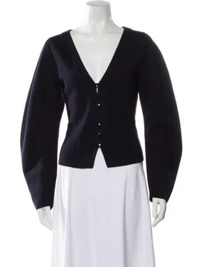 Pre-owned La Maille Sezane Merino Wool V-neck Sweater In Blue