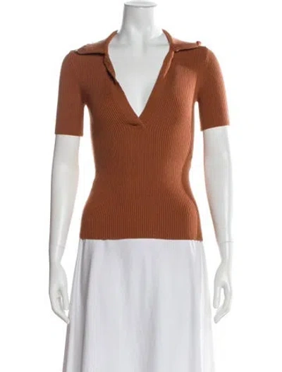 Pre-owned La Maille Sezane Merino Wool V-neck Sweater In Brown