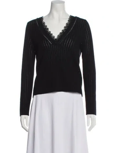 Pre-owned La Maille Sezane Merino Wool V-neck Top In Black