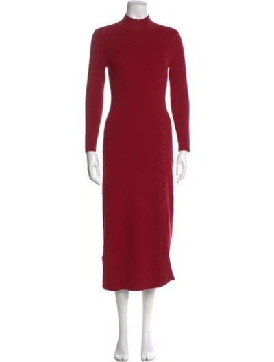 Pre-owned La Maille Sezane Mock Neck Long Dress In Red