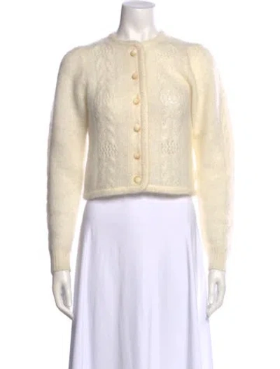 Pre-owned La Maille Sezane Mock Neck Long Sleeve Crop Top In Yellow