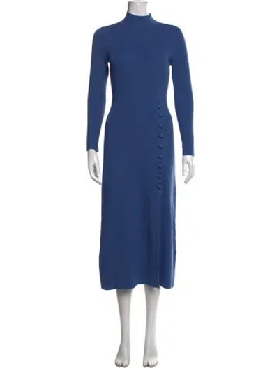 Pre-owned La Maille Sezane Mock Neck Midi Length Dress W/ Tags In Blue