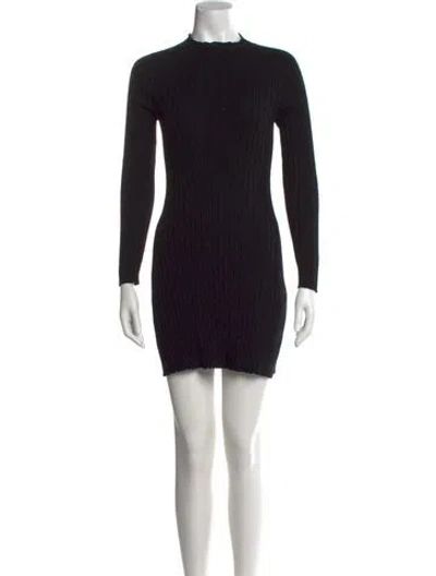 Pre-owned La Maille Sezane Mock Neck Mini Dress In Black