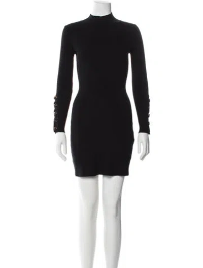 Pre-owned La Maille Sezane Mock Neck Mini Dress In Black