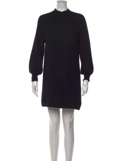 Pre-owned La Maille Sezane Mock Neck Mini Dress In Black