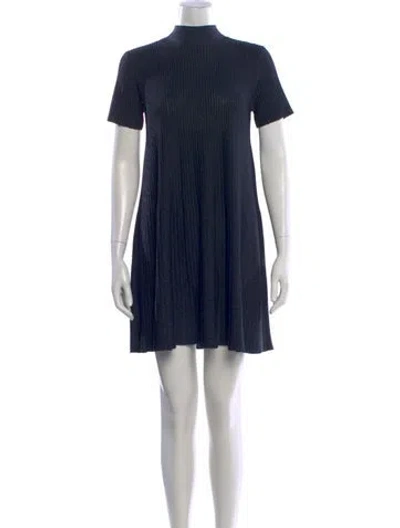 Pre-owned La Maille Sezane Mock Neck Mini Dress In Blue