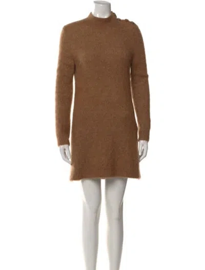 Pre-owned La Maille Sezane Mock Neck Mini Dress In Brown