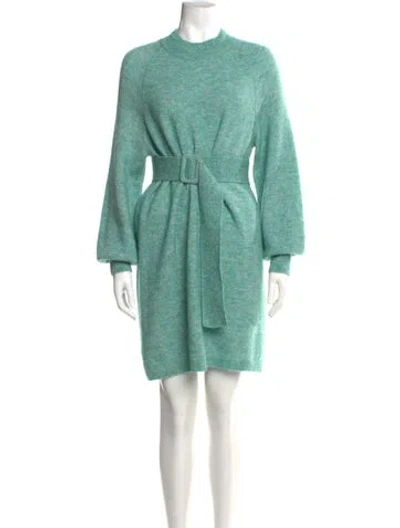 Pre-owned La Maille Sezane Mock Neck Mini Dress In Green