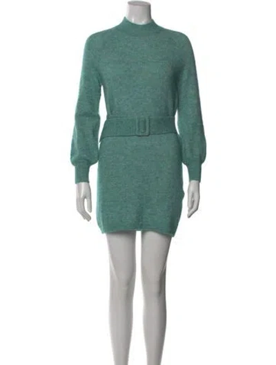 Pre-owned La Maille Sezane Mock Neck Mini Dress In Green