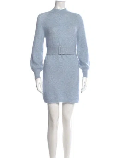 Pre-owned La Maille Sezane Mock Neck Mini Dress W/ Tags In Blue