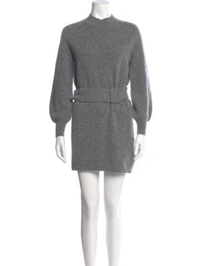Pre-owned La Maille Sezane Mock Neck Mini Dress W/ Tags In Gray