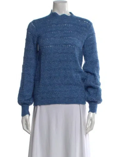 Pre-owned La Maille Sezane Mock Neck Sweater In Blue