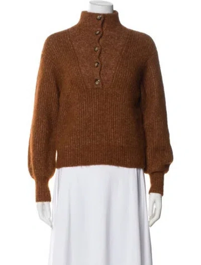 Pre-owned La Maille Sezane Mock Neck Sweater In Brown