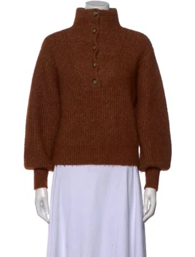 Pre-owned La Maille Sezane Mock Neck Sweater In Brown