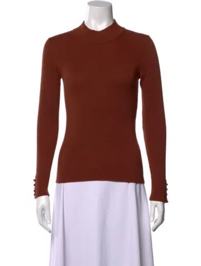 Pre-owned La Maille Sezane Mock Neck Sweater In Brown