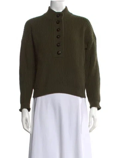 Pre-owned La Maille Sezane Mock Neck Sweater In Green