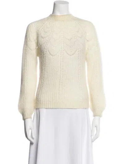 Pre-owned La Maille Sezane Mock Neck Sweater In White