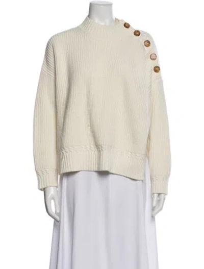 Pre-owned La Maille Sezane Mock Neck Sweater In White