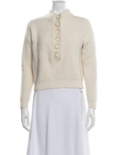 Pre-owned La Maille Sezane Mock Neck Sweater In White