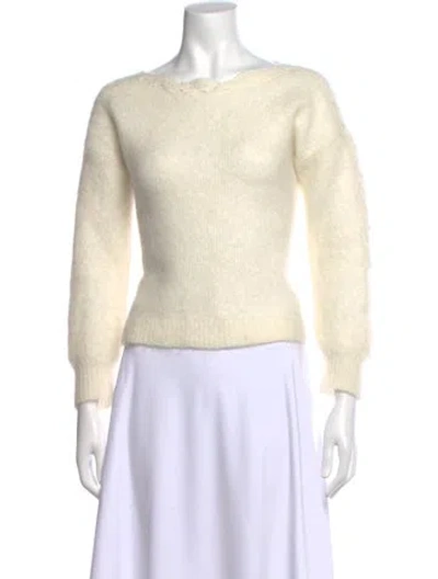 Pre-owned La Maille Sezane Mohair Crew Neck Sweater In White