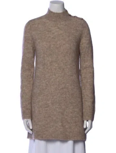Pre-owned La Maille Sezane Mohair Mock Neck Sweater In Neutral