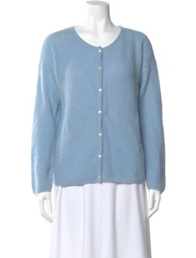 Pre-owned La Maille Sezane Mohair Scoop Neck Sweater In Blue