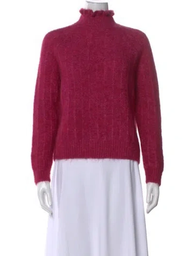 Pre-owned La Maille Sezane Mohair Turtleneck Sweater In Pink